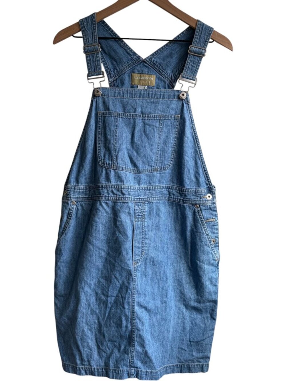 90's Vintage Overall Dress Liz Claiborne Lizwear Denim Large